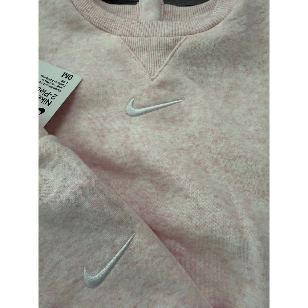 Nike Kids 2-Piece Fleece Sweatshirt Jogger Set Pink Foam Heather 9M 56M188-AAR